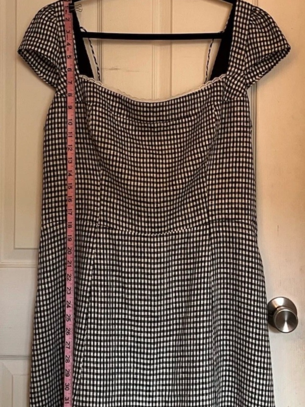 NWOT Reformation Loula Linen Dress Sample | Sz 14 | remy check / black gingham - Picture 3 of 7